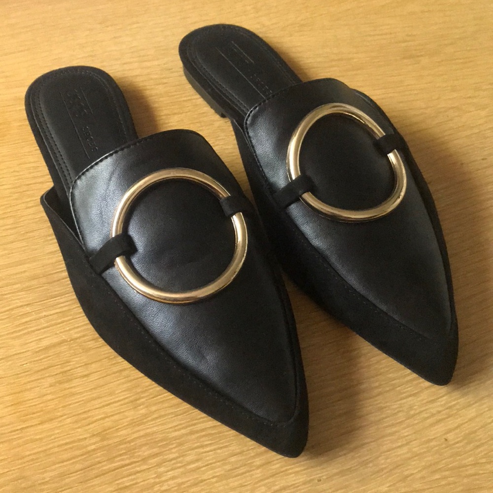 Never worn, ASOS mules with gold detailing.